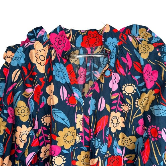 Palermo Floral Print Puff Sleeve Ruffled Mini Dress Size XL Brunch Wedding - Picture 7 of 9